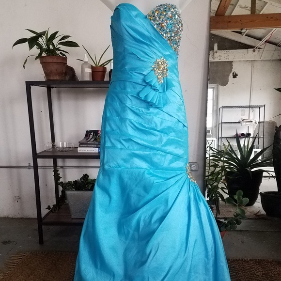 chinese dress ladies One Shoulder Long Sleeves Tiffany Blue Sequin Long Mermaid Evening Pro –  MarryLover